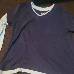 Deb Navy and White Layered Long Sleeve Tee